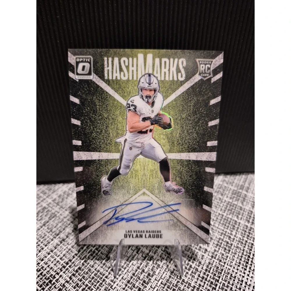 2024 Panini Donruss Optic Dylan Laube #HM-DLE Hash Marks (AU) (RC) Raiders